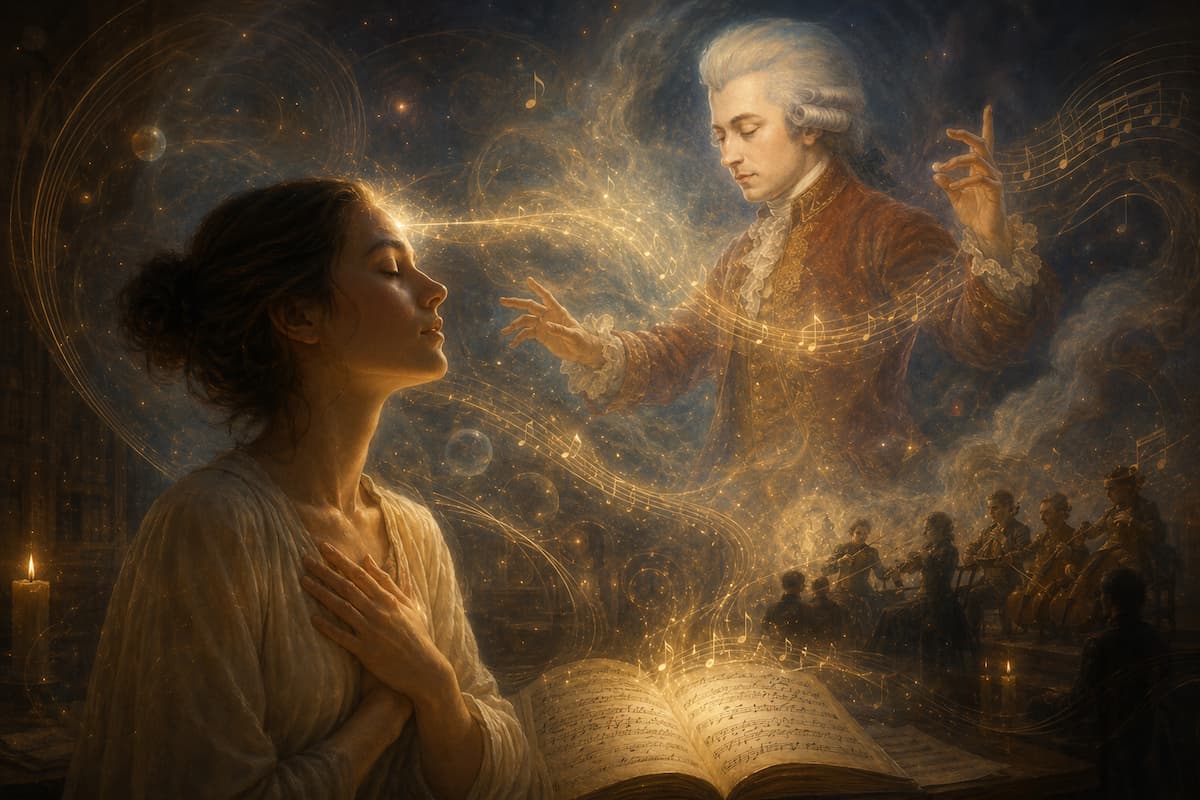 immortelle-roman-initiatique-canalisation-mozart-tome-1 Jeune femme entrant en contact avec l'énergie de Mozart et sa musique