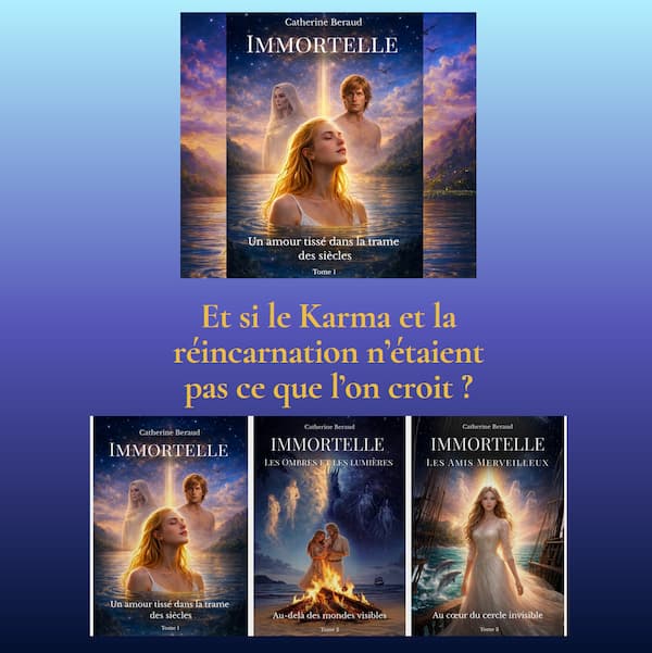 Les trois premiers tomes de la série de romans Immortelle