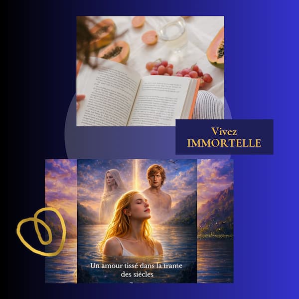 Photo de la série de romans Immortelle de Catherine Beraud, avec la mention Vivez Immortelle
